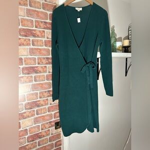 Loft wrap midi sweater dress